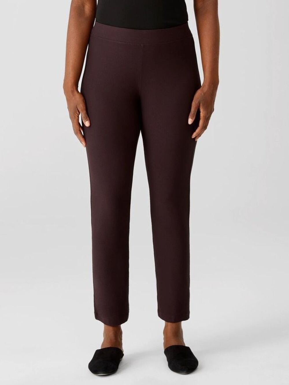 Eileen Fisher $198 Washable Stretch Ponte Tapered Slim Ankle Pants brown S NEW